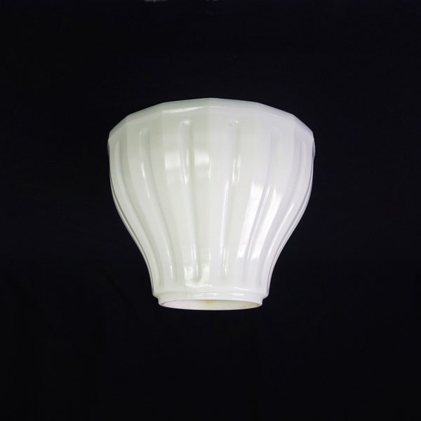 Vintage Fluted Milk Glass Light Globe, Retro White Glass Shade, Torchiere Lamp, 2.25 Inch Fitter, Restoration Replacement Shade