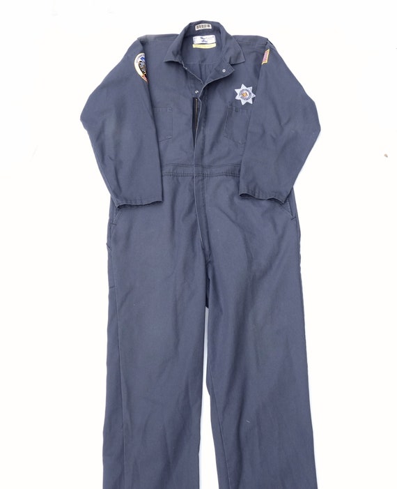 Vintage Gray Work Coveralls, 9-11 World Trade Center Patch