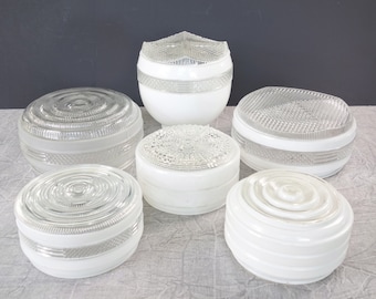 Choice Vintage Ceiling Light Shade, Vintage Glass Frosted Clear Replacement Cover, Art Deco Mid Century, Home Restoration Renovation