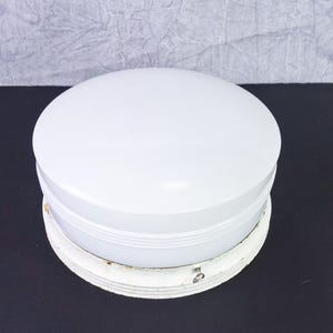 Vintage Ceiling Light Fixture, Large 10 Inch White Glass Drum Shade, Art Deco, Mid Century Restoration Architectural Salvage