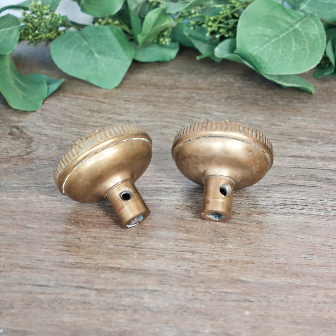Pair Antique Bronze Door Knobs Vintage Cast Bronze Door Etsy
