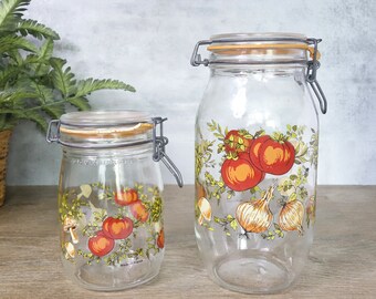 Vintage ARC French Glass Canister Set: Spice of Life Kitchen Storage