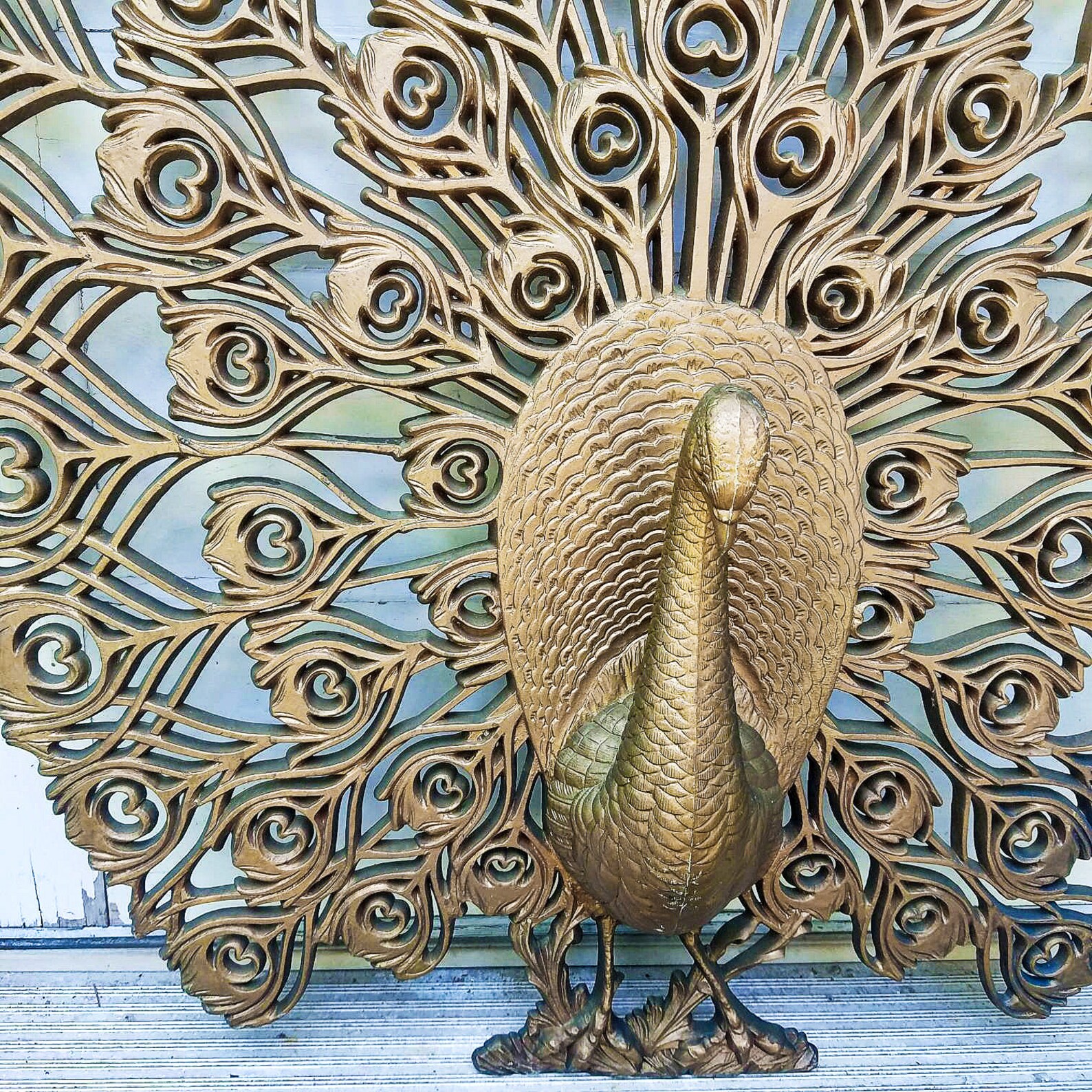 Large Gold Peacock Wall Art Vintage Burwood Ornate Wall Etsy