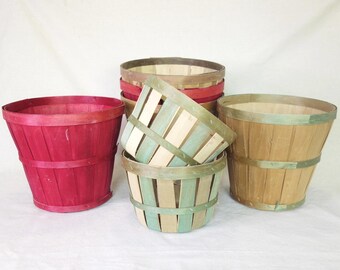 Your Choice Vintage Split Wood Produce Basket, Bushel Harvest Basket, Wedding Decor, Unique Storage, Farmhouse Style