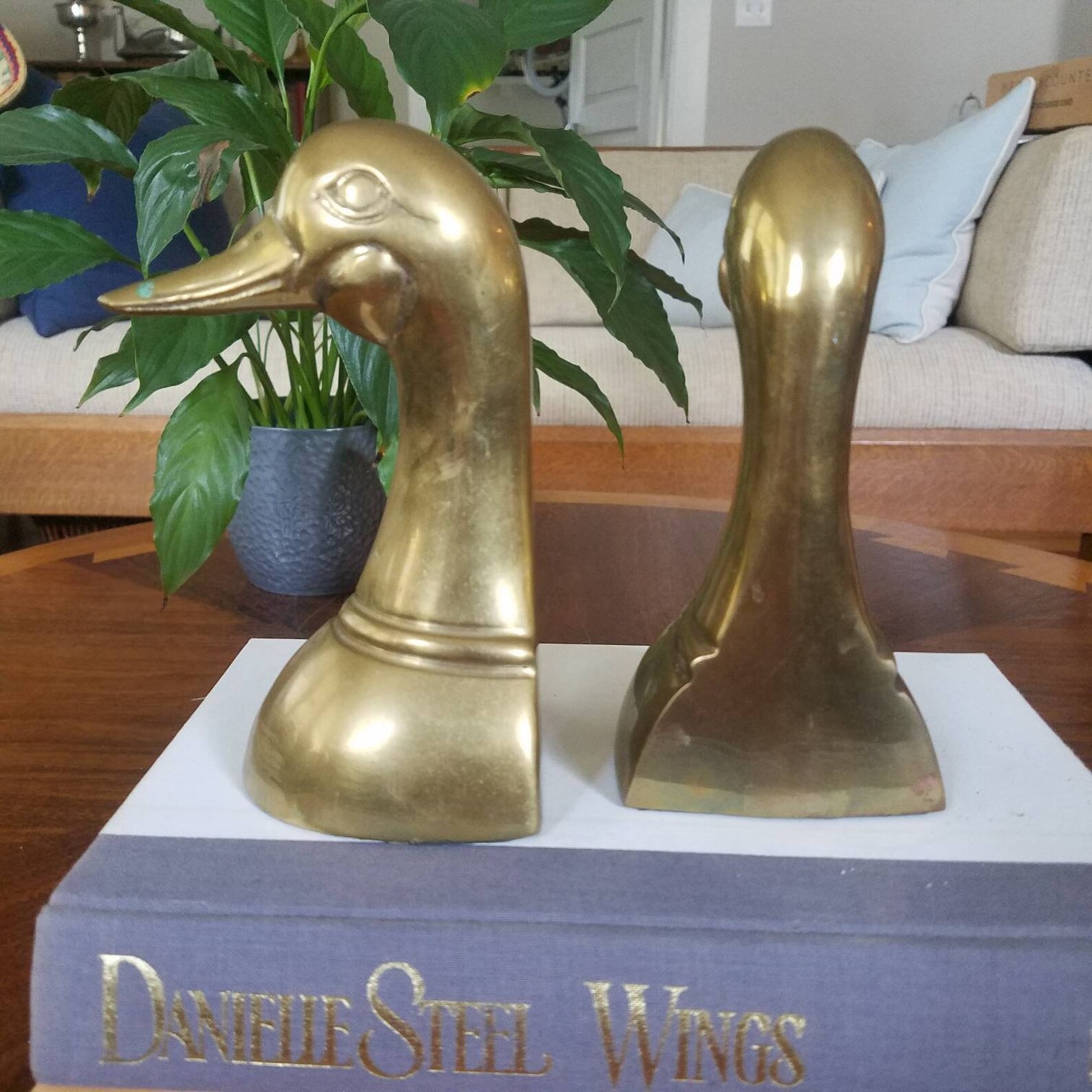 Vintage Brass Duck Bookends Pair Duck Head Bookends Mid Etsy