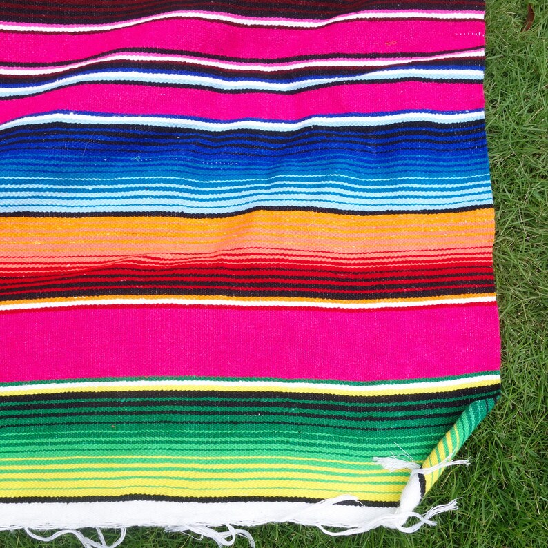 Vintage Mexican Saltillo Blanket Bright Colorful Serape Etsy