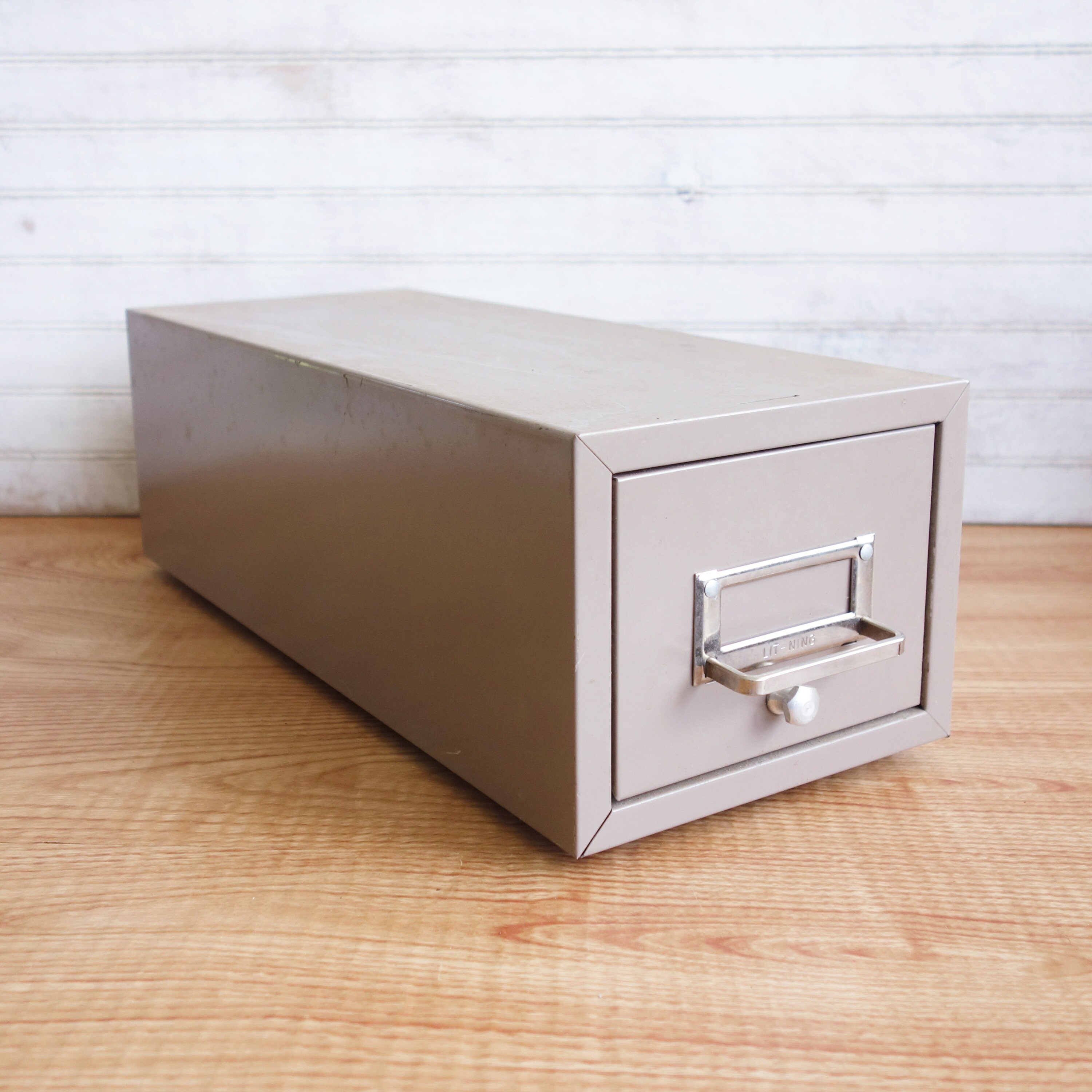 Modern Wooden Drawers Boxes Filing Cabinet Blank Mockup Metal File