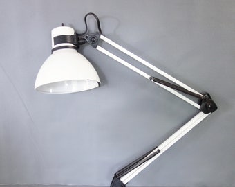 Your Choice Vintage Architect Lamp, Mid Century Black White Articulating Swing Arm, Adjustable Light, Retro Spring Arm Task Light