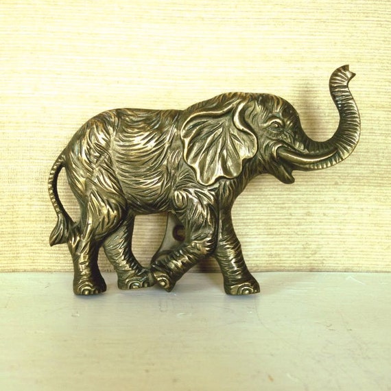 Vintage Brass Elephant Door Knocker Retro Heavy Solid Brass Doorknocker Boho Style