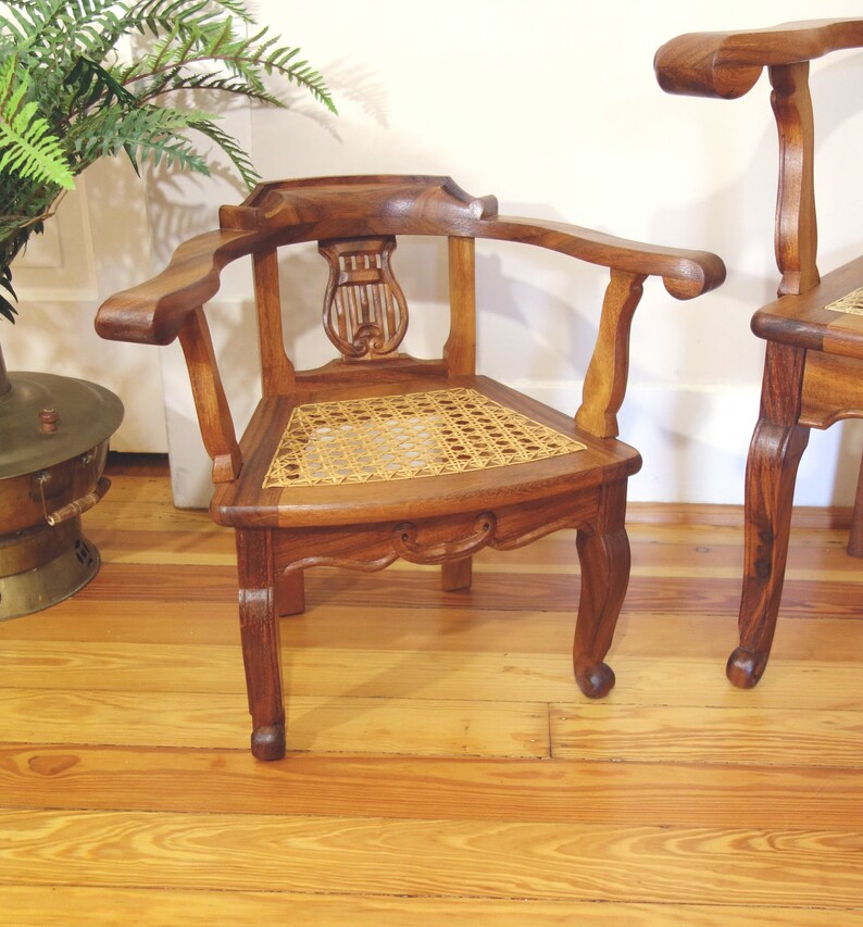 Vintage Children S Anglo Indian Lyre Back Cane Seat Arm Chair Colonial Captains Chair Kid S Chair