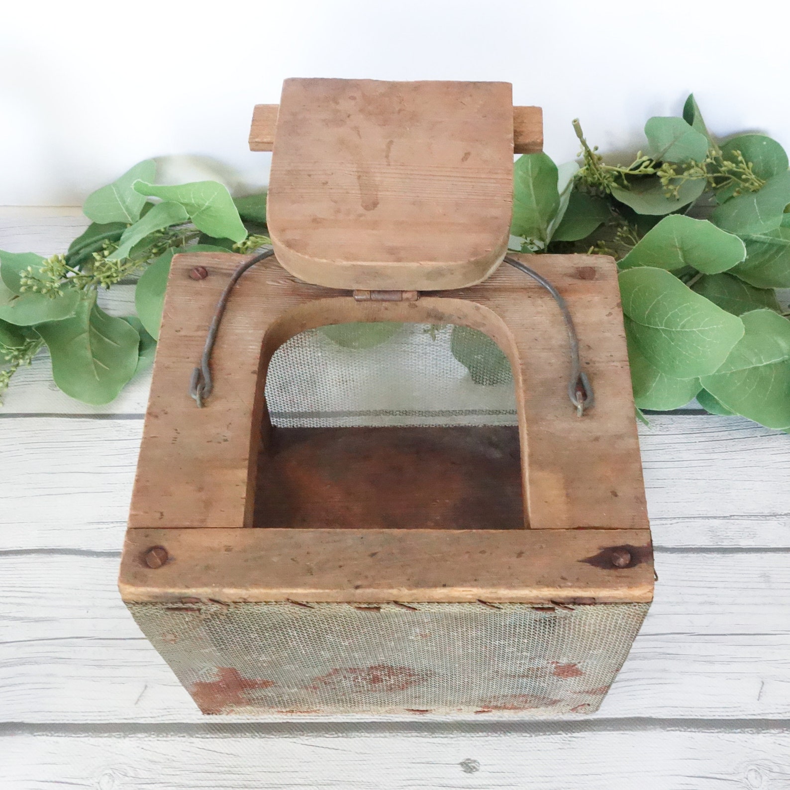 Vintage Hand Made Wooden Cricket Box Primitive Bait Box Etsy