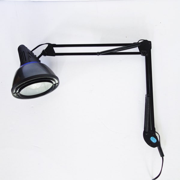 Vintage Architect Lamp, Mid Century Black Articulating Swing Arm, Adjustable Light, Retro Spring Arm Task Light, Office Desk Crafts