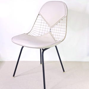 Vintage Herman Miller Eames Chair with Rare Bikini Cover, DKX-2 Ivory Wire Mesh, Mid Century Modern, Dining Desk Accent Chair, Atomic Style