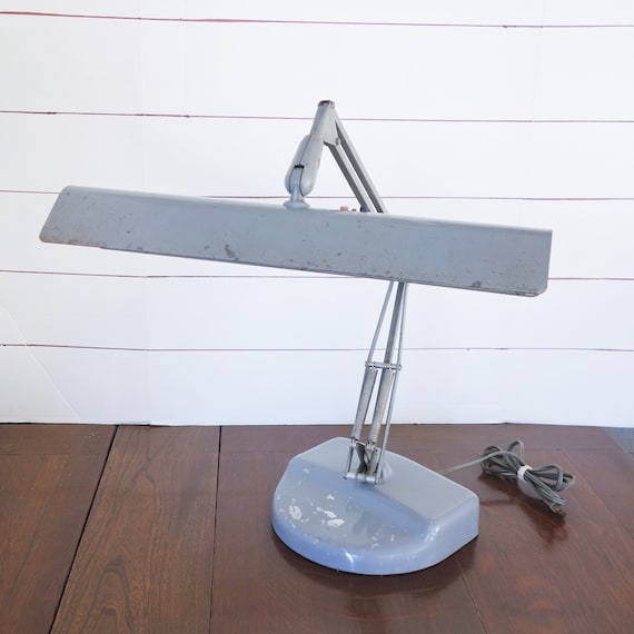 Vintage Articulating Luxo L 2 Desk Lamp Rare Original Gray