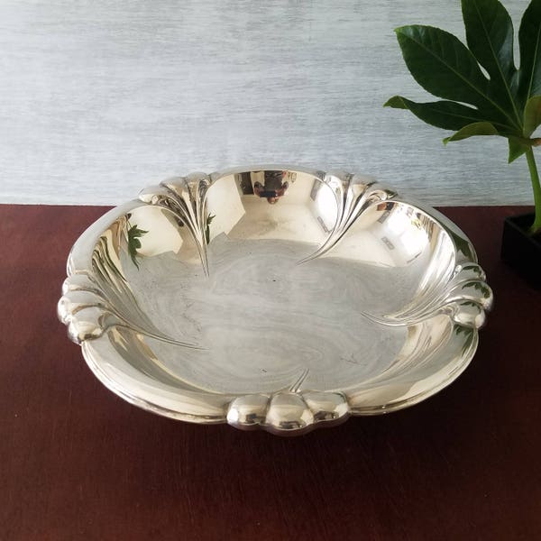 Vintage Silver Plate Serving Dish, Footed Silver Plate Serving Bowl, Wedding Shower Gift, Wolff West Germany