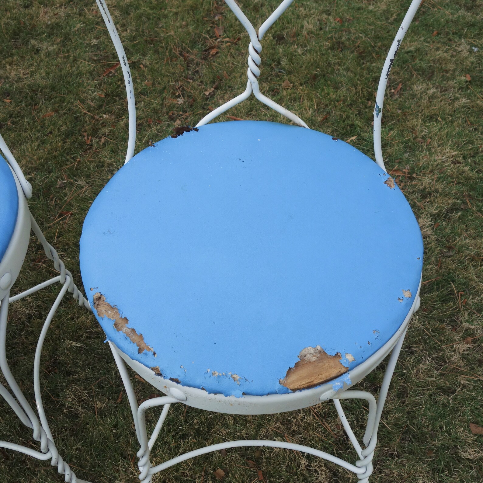 Vintage Pair Ice Cream Parlor Chairs Bistro Heart Wrought Etsy