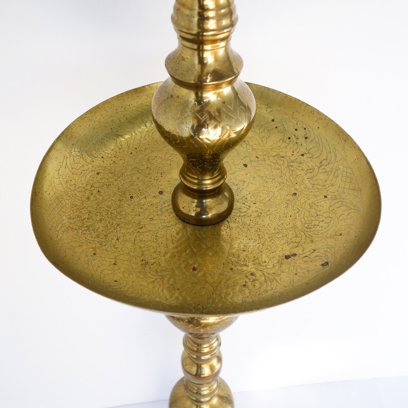 Huge Etched Brass Floor Candlesticks Vintage Pair Altar Etsy
