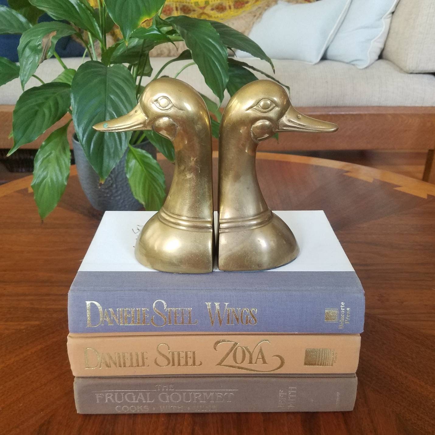 Vintage Brass Duck Bookends Pair Duck Head Bookends Mid Etsy