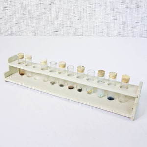 Vintage Test Tube Rack, Wooden Test Tube Holder with Tubes