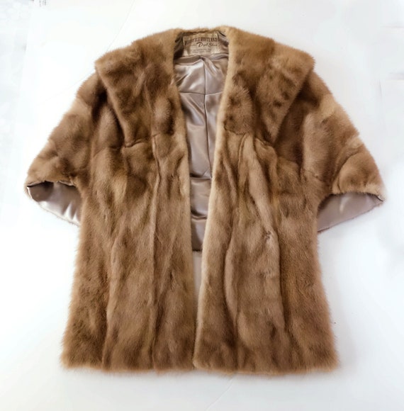 Vintage Autumn Haze Mink Stole, Plush Caramel Bro… - image 4