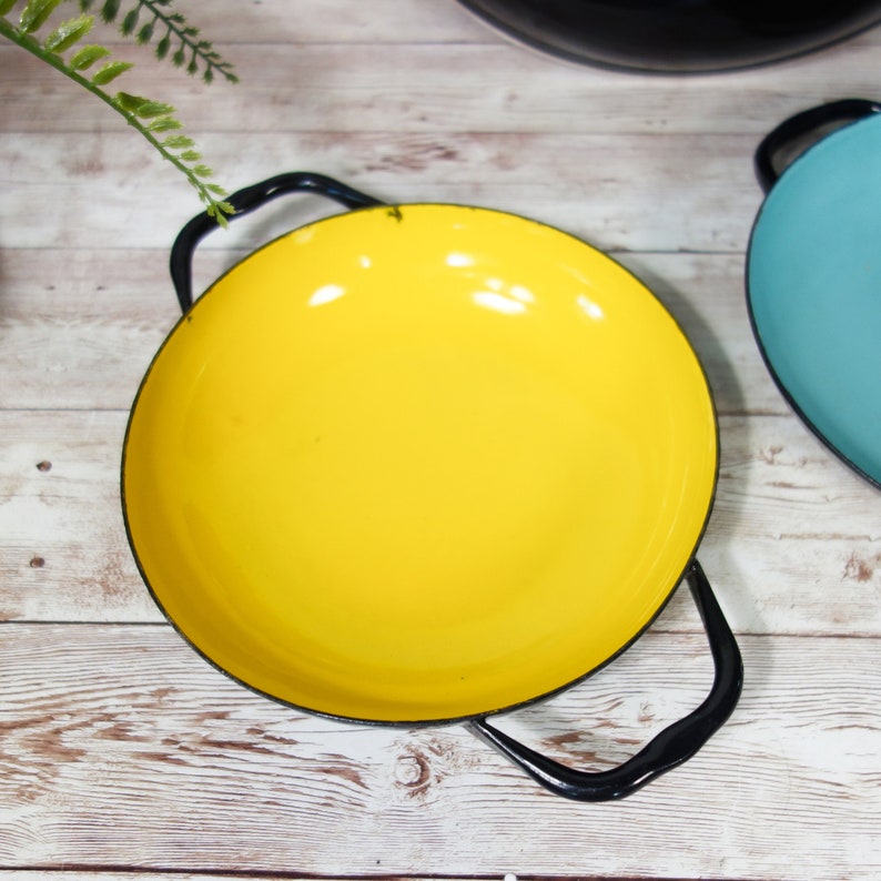 Vintage Enamel Pan Set of 3 Retro Enameled Paella Pan Red Etsy