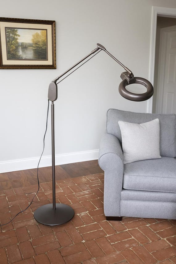 Vintage Mid Century Industrial Dazor Floor Lamp, Circline Magnifer