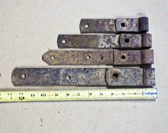 Choice Vintage Strap Hinges, Forged Iron Barn Door Shutter Hinges, Farmhouse Architectural Salvage