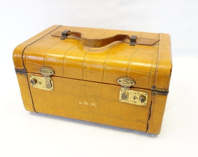 Train Case Luggage Vintage Suitcase Alligator Embossed Etsy