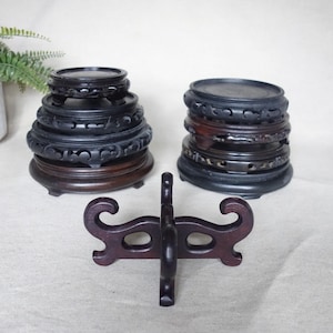 Your Choice Vintage Asian Carved Wood Stand, Chinese Vase Footed Riser, Mahogany Wood Display, Chinoiserie Decor