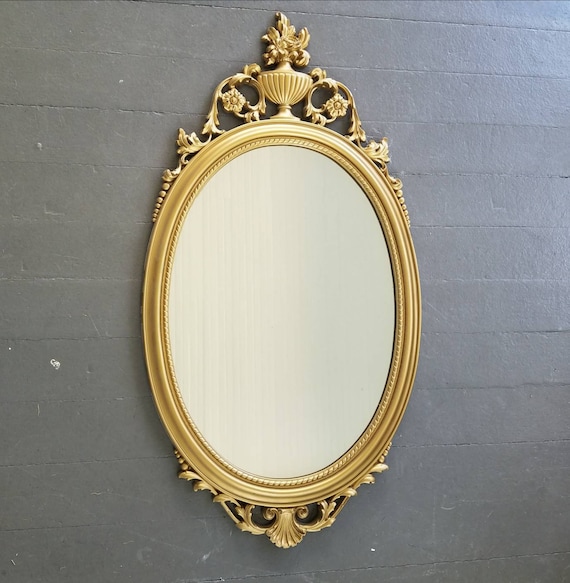 Vintage Gold Oval Mirror Large Ornate Framed Retro Hollywood Regency Fl Syroco Homco Co Uk Kitchen Home