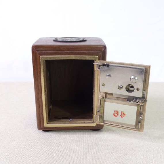 Vintage Post Office Lock Box Door Coin Bank, Wooden Postal Box