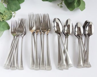 Your Choice Vintage Lenox Stainless 18/10 Silverware, Oval Soup Spoon Federal Platinum Frosted, Retro  Flatware, Replacements