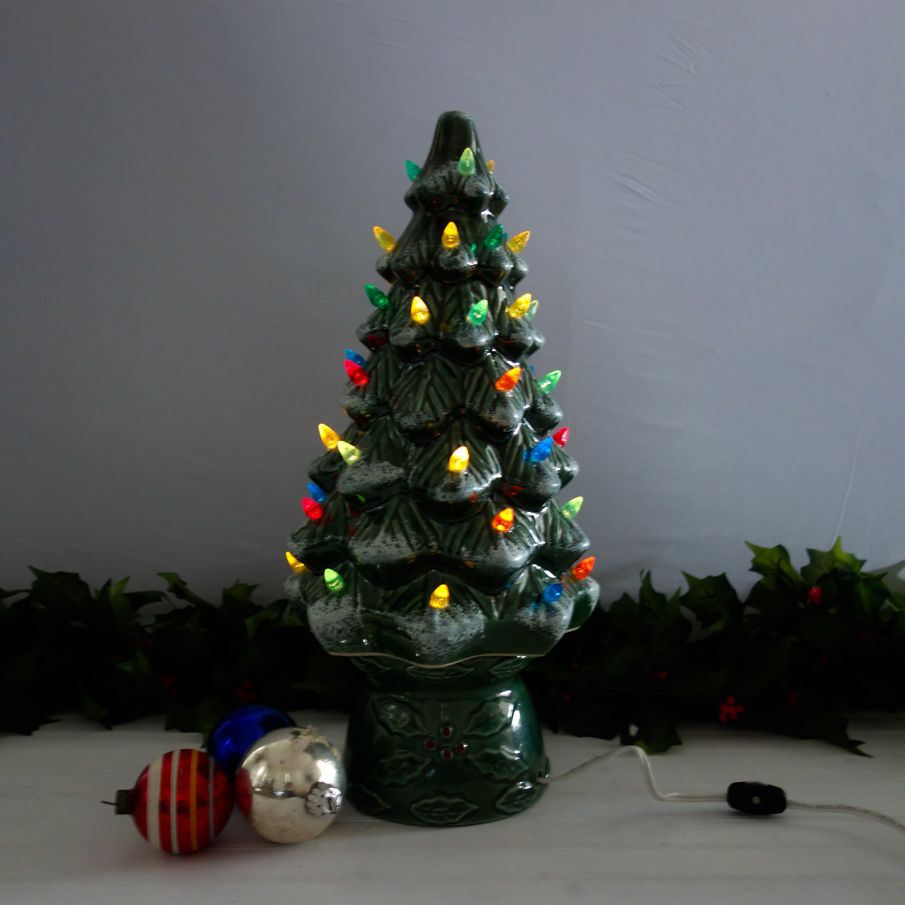 Vintage Ceramic Christmas Tree, Large 17 Inch Table Top Tree