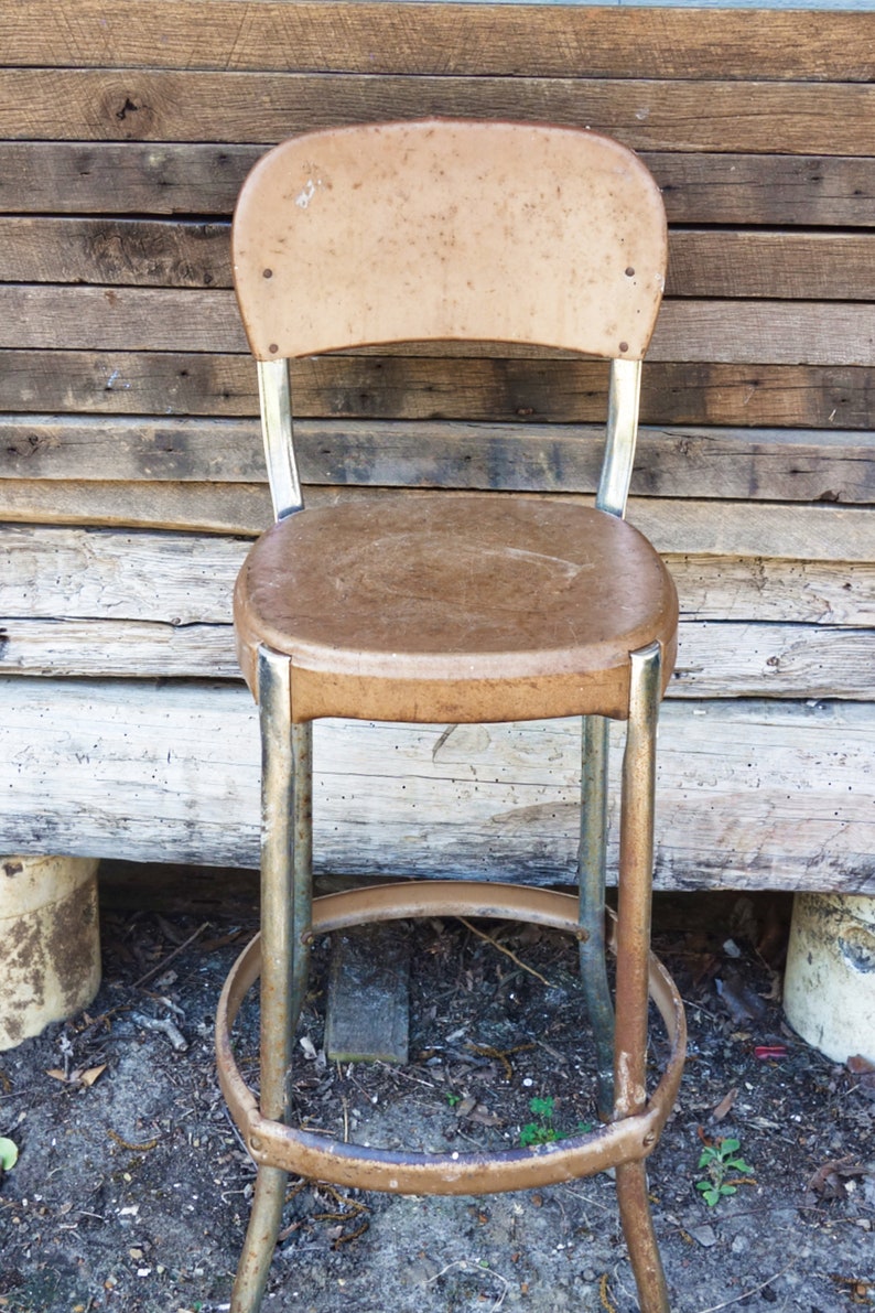 Rustic Metal Cosco Stool Kitchen High Chair Vintage Etsy