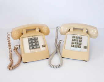 Your Choice Vintage Touch Tone Desk Phone, Retro Beige Push Button, Landline Telephone, Model 2500, Movie Stage Prop