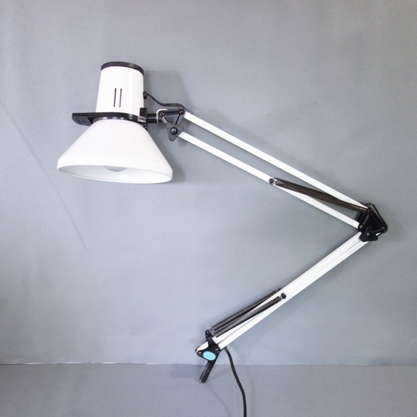 Your Choice Vintage Architect Lamp, Mid Century Black White Articulating Swing Arm, Adjustable Light, Retro Spring Arm Task Light