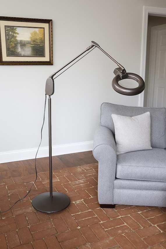Vintage Dazor Floor Lamp, Mid Century Industrial Circline Magnifer
