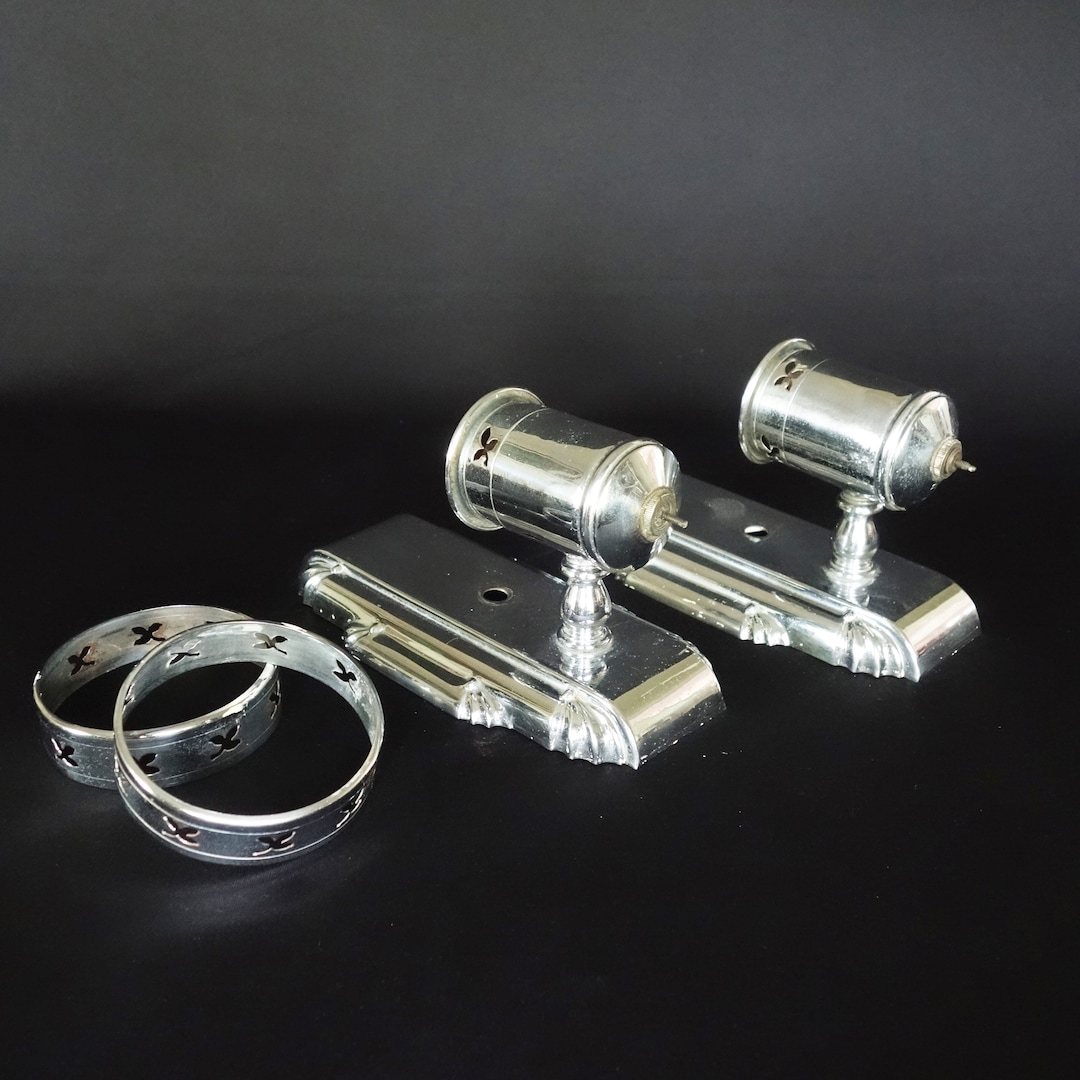 Vintage Chrome Bathroom Light Sconces, Art Deco Fixtures, Wall Sconces ...