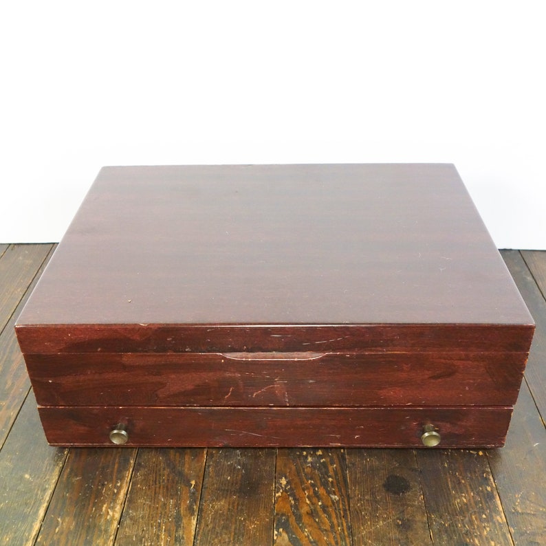 Vintage Silverware Storage Chest With Drawer Wooden Flatware Etsy