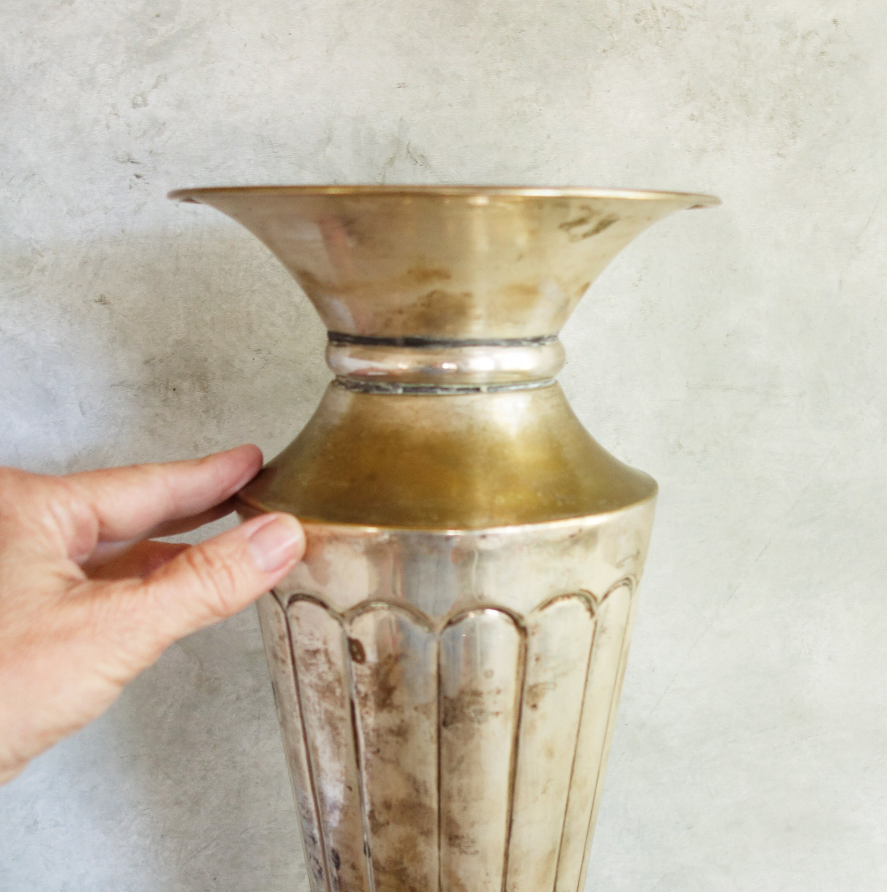 Tall Silverplate Vase Vintage Large Flower Vase Trumpet Etsy