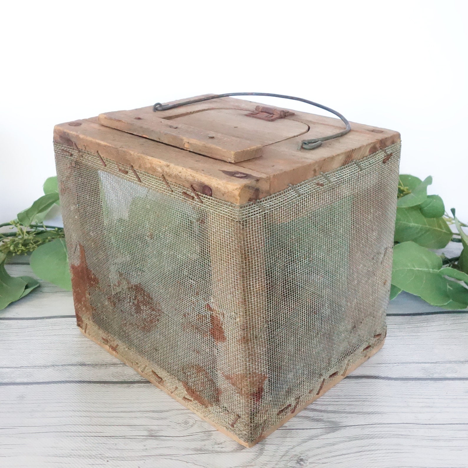 Vintage Hand Made Wooden Cricket Box Primitive Bait Box Etsy