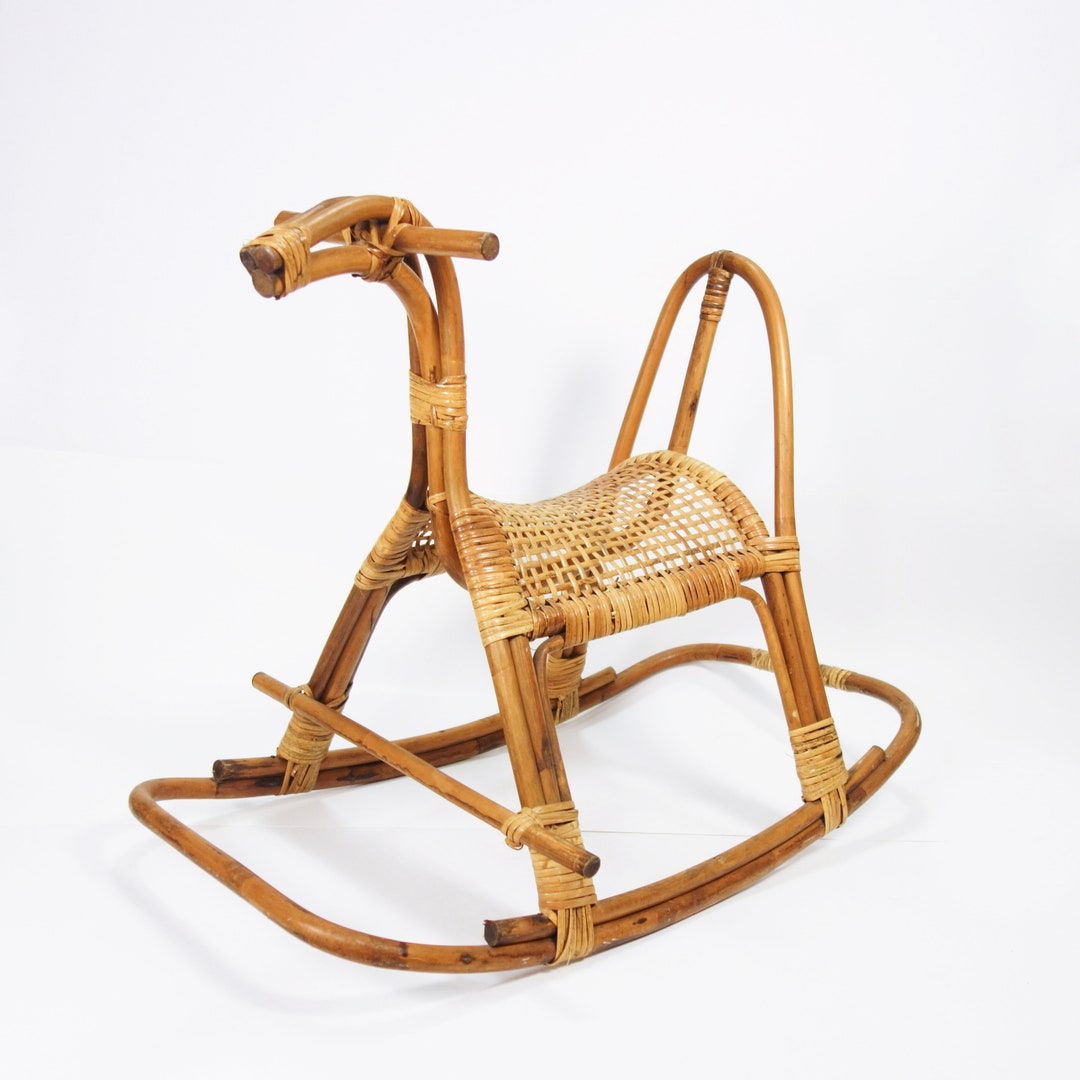 Vintage Mid Century Modern Bamboo Rocking Horse, Excellent Condition ...