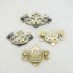 Your Choice Vintage Heavy Brass Chippendale Drawer Pulls, Open Backplate Bail Handles, Multiples Available, Restoration Furniture