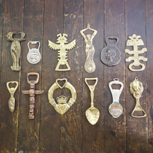 Your Choice Vintage Souvenir Bottle Openers, Brass Bronze Chrome, Alaska Thailand Greece Ireland Columbia, Gift Idea