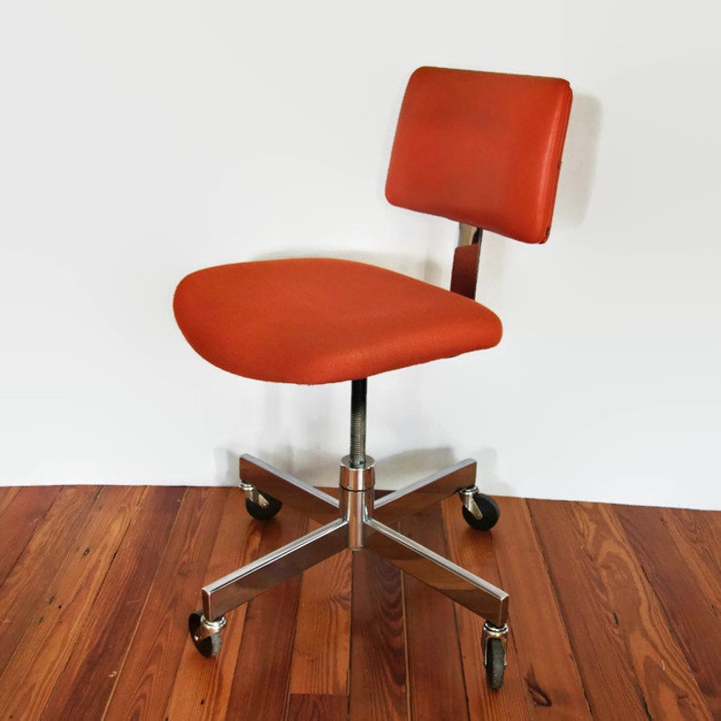 Steelcase Office Chair Mid Century Orange Desk Chair Vintage 1970 S Retro Swivel Task