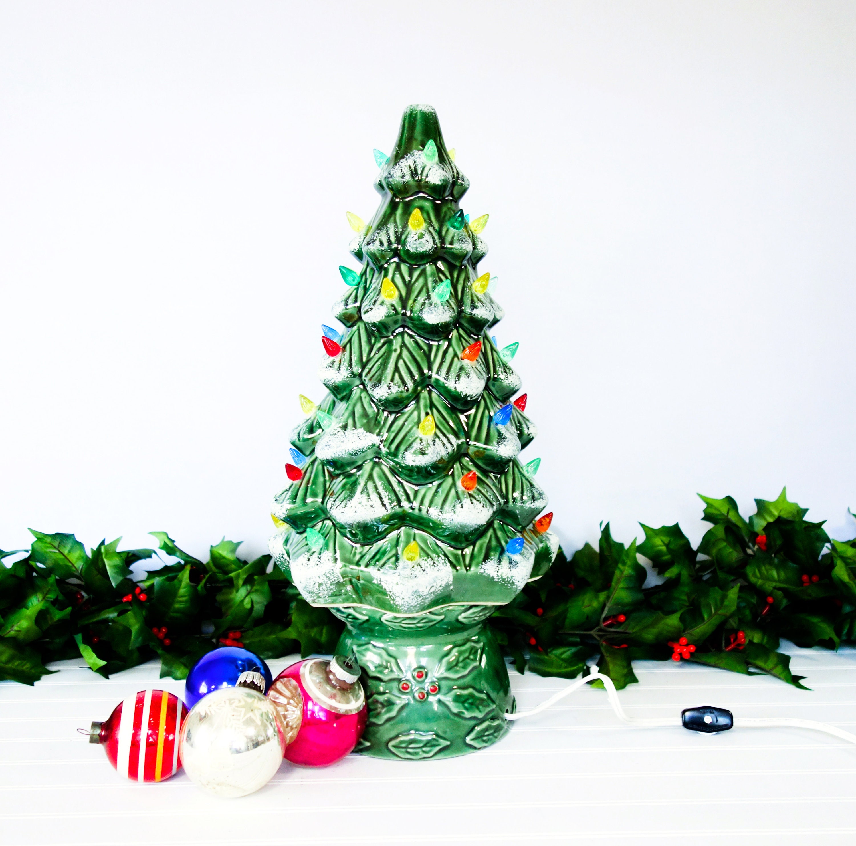 Vintage Ceramic Christmas Tree, Large 17 Inch Table Top Tree