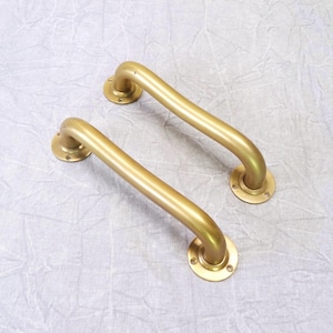 Antique Brass Door Handle, Grab Bar Hardware, Architectural Salvage, Home Restoration Renovation