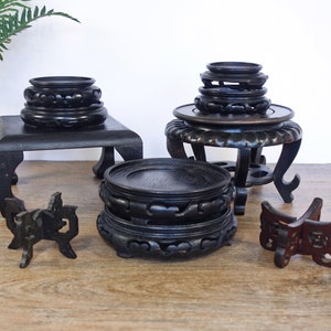 Your Choice Vintage Asian Carved Wood Stand, Oriental Fish Bowl Riser, Chinese Vase Footed Riser, Mahogany Wood Display, Chinoiserie Decor