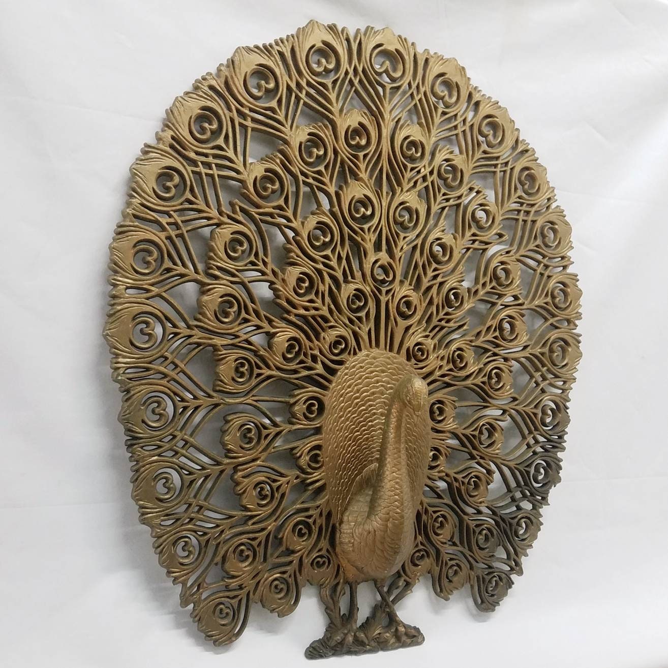 Large Gold Peacock Wall Art Vintage Burwood Ornate Wall Etsy