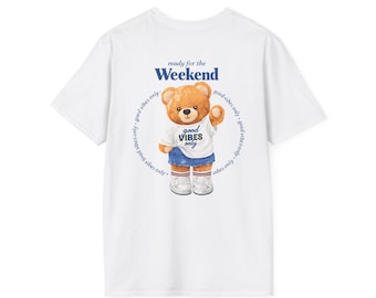Cheerful Bear Weekend Anthem T-Shirt | Nostalgic Relaxed Graphic Tee